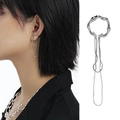 Ear cuff a fiocco argento con lunghe nappe e frange di zirconi senza buco - Ear Cuff Singolo a Catena Irregolare