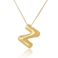 Detail of a golden balloon-style letter Z pendant on a delicate gold square chain link - Letter Z / Gold