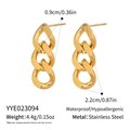 Goldene 18K Edelstahl-Ohrringe im kubanischen Ketten-Design mit edlen Süßwasserperlen - Edelstahl / Goldene Panzerketten-Ohrstecker mit drei Ringen (YYE023094)