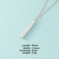 Silver mirror finish stainless steel cylinder pendant necklace with 45cm chain length - Steel Shell + Steel Inner Column (MP381)