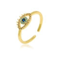 Detail of gold evil eye open ring featuring blue stones and white zircon pavé setting - Gold - Evil Eye