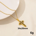 Kreuzschwert Anhänger Halskette in Goldoptik mit schwarzer Emaille, Größe 34x20mm - Emaille Kreuz (S641-G+N22-G) / Gold
