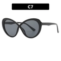Fashionable C7 black butterfly frame glasses with stylish gray gradient lenses for women - Glossy Black/Grey Lens