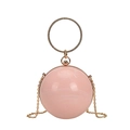 Pink marble effect spherical evening clutch bag with gold round handle and chain - Pink