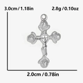Dettaglio delle dimensioni del ciondolo a croce con cuore in acciaio inossidabile 304 argento - S1987-Argento / Argento