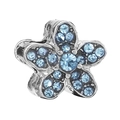 Silver flower bead with light blue crystals for DIY jewelry charm bracelets - Light Blue Floral Star Prong Setting Style (41)