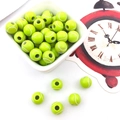Green tennis ball shaped acrylic beads with white lines and pre-drilled holes for DIY jewelry - 50Pcs Tennis 10x10mm