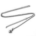 Polished silver stainless steel O-chain necklace with adjustable lobster clasp closure - 1.6mm Width / 45cm Length + 5cm Extender / Silver