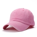 Detailed view of pink washed cotton baseball cap texture and fine stitching craft - Adult / Pink