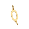 Polished gold stainless steel oval pendant connector with top and bottom loops - Letter O / Gold