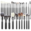 30-delige professionele make-up borstelset met matzwarte handvaten en synthetische haren - 30 Stuks Zwart
