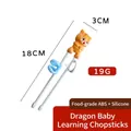 Blue kids training chopsticks with cute orange dragon topper and silicone rings 18cm - Dragon Training Chopsticks (Opp Bag)