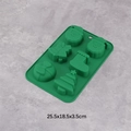 Molde de silicona navideño de 6 cavidades verde bosque con Papá Noel y árbol 25,5x18,5cm - YH142-Verde Papá Noel Regalo Mixto