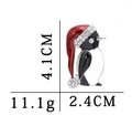 Christmas penguin brooch with red hat and rhinestones, sized 4.1cm by 2.4cm - C1650-1-Christmas Penguin