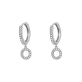 Elegant silver letter hoop earrings with sparkling pavé cubic zirconia gemstones - Letter O / Silver
