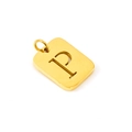 Golden titanium steel rectangular pendant with cutout letter P and polished finish - Letter P (P-Pendant)