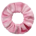 Pink velvet hair scrunchie with tie-dye gradient effect and pleated texture design - Light Pink