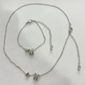 Parure collier et bracelet argentés avec breloques cœur et pendentif lettre M - Lettre M Style (6258) / Argent