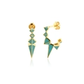Vintage geometric gold earrings with green enamel and S925 silver needle for women - Enamel Blue