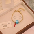 Bracciale a catena serpente oro con cubo malocchio blu e ciondolo peperoncino - Pendente Peperoncino Malocchio Blu Lago (4# Blu Lago)