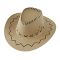 Khaki Western cowboy hat with black whipstitch edges and premium felt texture - Light Camel
