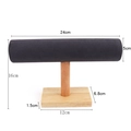 Wooden jewelry stand with dark grey velvet T-bar for bracelets and watches - Large Cylinder: Dark Grey Microfiber