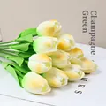Single realistic green champagne PU tulip flower placed on a minimalist white book - Green Champagne