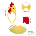 Panoplie déguisement poussin jaune avec serre-tête, tutu et nœud papillon enfant - Ensemble Coq Jaune 3 Pièces + Tutu Jaune