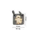 Square 18k gold plated pendant with a girl profile relief and antique black texture - DZ-1164-Black Base Gold Girl
