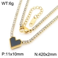 Collana da donna in acciaio dorato con ciondolo a cuore nero e strass bianchi lucidi - Collana Cuore (KN286412-HR) / Oro-Nero
