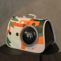 Portable pet carrier capsule with clear window and colorful abstract pattern - Forest Green Breathable