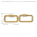 Detail showing dimensions of gold-plated stainless steel rectangular screw lock clasp - Rectangle Shape (YE821) / Gold