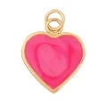 Pink heart-shaped pendant in gold-plated copper with colorful enamel oil finish - Rose Marble Heart-L284480
