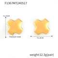 Minimalist 18K gold-plated titanium steel X-shaped stud earrings in polished finish - F1367-X Shape / Gold