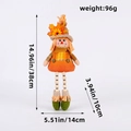 Thanksgiving scarecrow gnome in orange overalls with maple leaf hat and beaded legs - X2-54 Glowing Long Leg Male