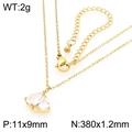 Gold stainless steel necklace with double teardrop zircon pendant weighing 2g - Gold Teardrop Double Zirconia Pendant (KN295034-GC)