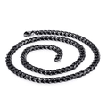 Retro black titanium steel Cuban link chain necklace for men with lobster clasp closure - 7mm Black Style (KN81772-K)