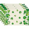 Detailed texture of St. Patrick's Day placemats with green shamrock and heart patterns - Heart Shamrock Design (6) / 30x45cm