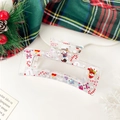 Square transparent Christmas hair claw with festive snowman and candy cane prints - 8.5cm / Transparent Snowman