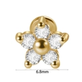 Internal thread gold flower ear stud with zircon inlay and 6.8mm size detail - #4-Sun Flower