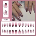 Faux ongles amande dégradé violet motif toile d'araignée Halloween lot de 24 pièces - Dégradé Rouge Foncé Rose Toile Argent (Y-280)