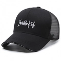 Schwarze Mesh-Trucker-Cap mit Invisible Kids Stickerei und Vetements-Aufdruck - Netz Schwarz