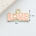 Pink enamel LOVE letter charm with gold trim and top ring for DIY jewelry making - 16# Pink LOVE Letters