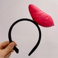 Funny vegetable hairband for girls featuring a 3D red potato decoration on a black hoop - Sweet Potato