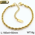 Bracciale a catena a fune classica in acciaio inossidabile placcato oro 18K - Oro 4mm