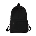 Minimalist black large capacity backpack for women in solid nylon with a clean design - Black