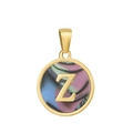 Pendentif en acier titane doré avec lettre Z sur un fond texturé coloré - Z-Coquille Multicolore