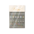 Colorful diamond grid nail art stickers with small bows on white packaging card - Colorful Argyle Bow Style (to 4548)