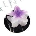 Macro shot of purple gradient frangipani flower hair claw clip on marble display - Colorful Flower Claw [Purple]