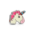 Silver unicorn enamel charm bead with pink and blue details for 10mm mesh bracelet - Silver Unicorn